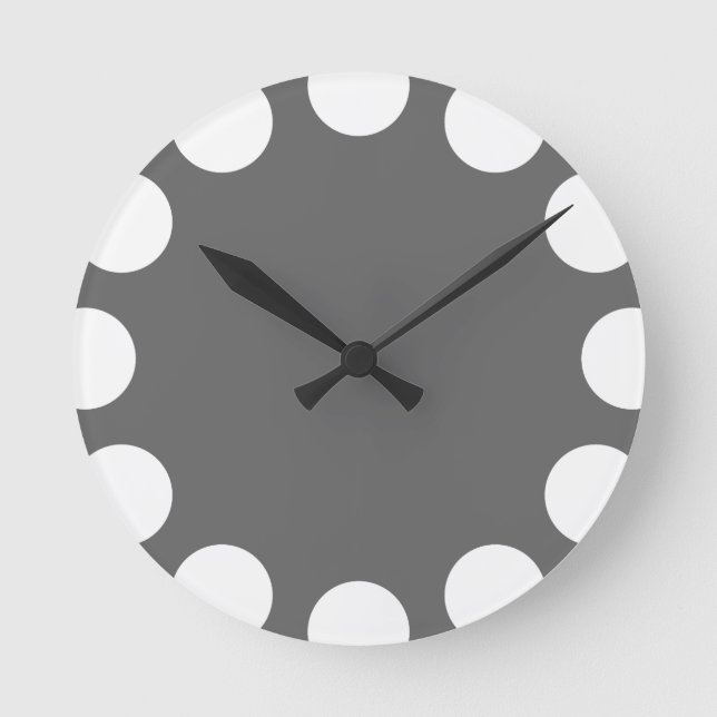 Color Crescent - White with Gray Round Clock (Front)