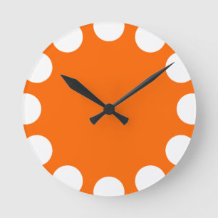 Color Crescent - White with Orange Round Clock