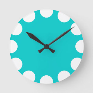 Color Crescent - White with Turquoise Round Clock