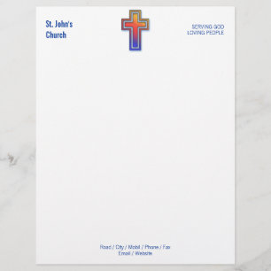 Color Cross Symbol Christian Church Letterhead