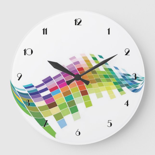 Color Cube Pixels White Wall Clock (Front)