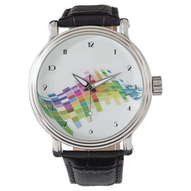 Color Cube Pixels White Wrist Watch (Front)