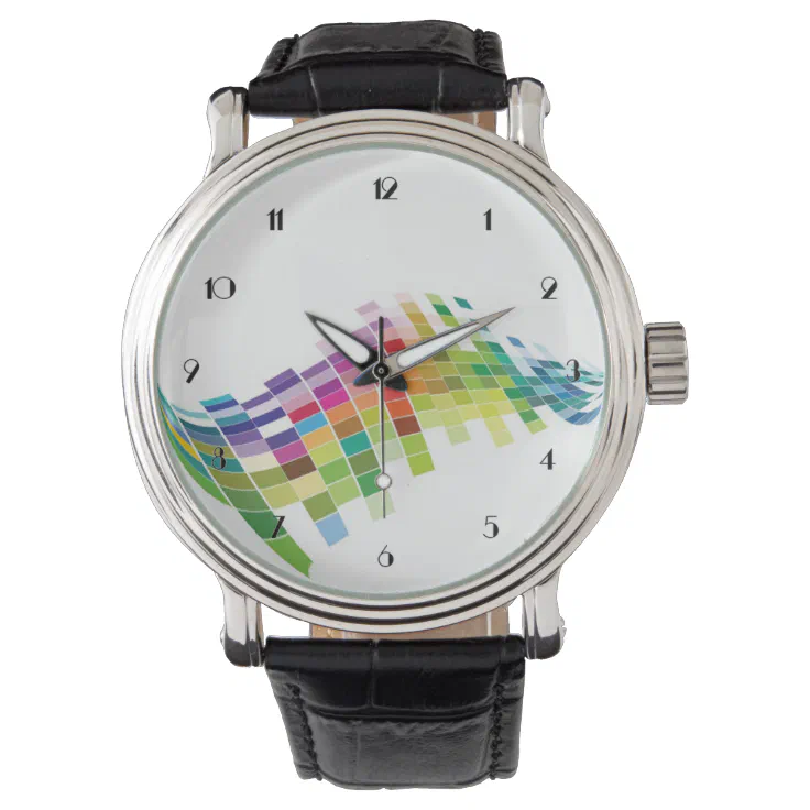 Color Cube Pixels White Wrist Watch | Zazzle