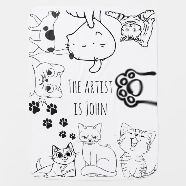 Color & Cuddle Cat Blanket (Front)