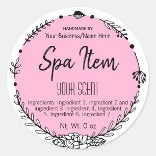 Color Customizable Handmade Bath And Spa Business Classic Round Sticker