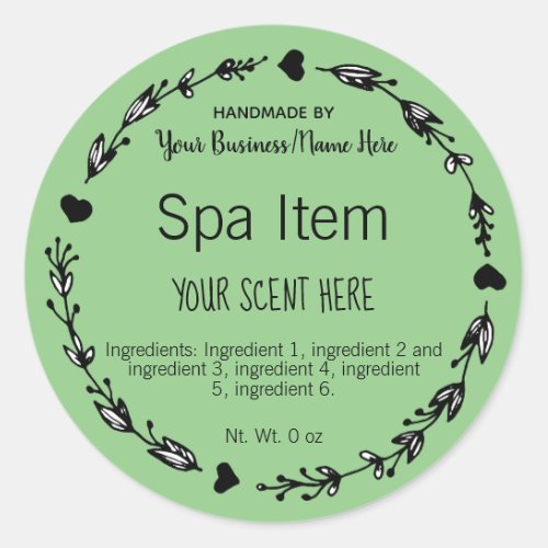 Color Customizable Handmade Small Business Spa Classic Round Sticker