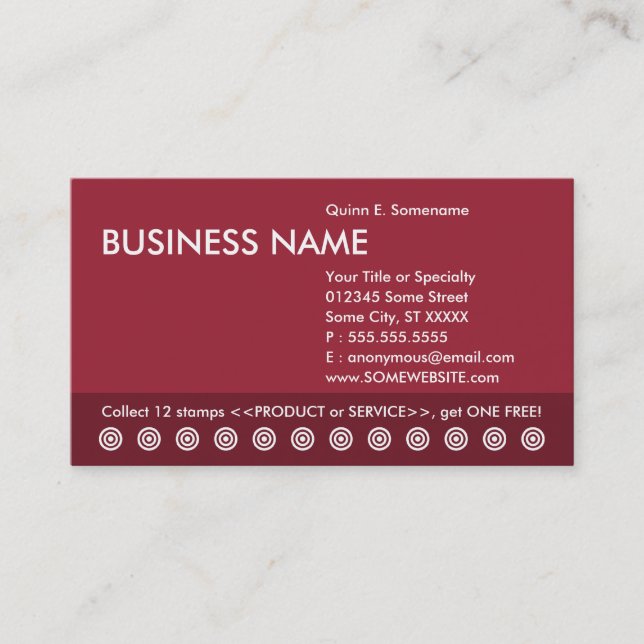 color customizable punch card (Front)