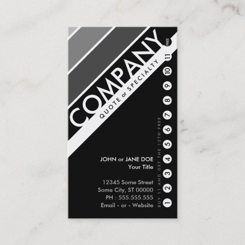 color customizable punchcard  buy 11 get 1 free loyalty card