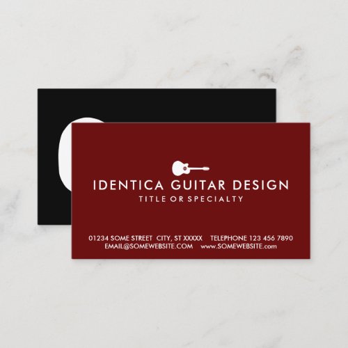 Color Customizable Simple Acoustic Guitar Business Card