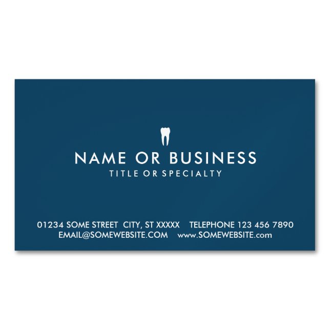 Color Customizable Simple Dentistry Business Card Magnet (Front)