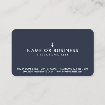 Color Customizable Simple Ship Anchor Business Card by identica at Zazzle