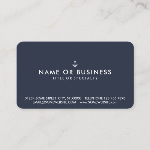 Color Customizable Simple Ship Anchor Business Card