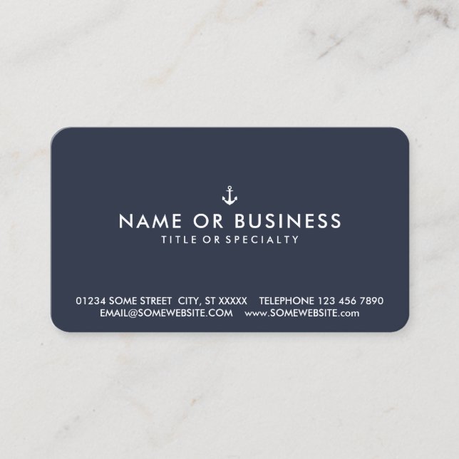 Color Customizable Simple Ship Anchor Business Card (Front)
