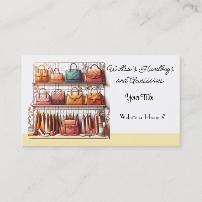 Color Designer Handbags Accessories Business Card (Front)