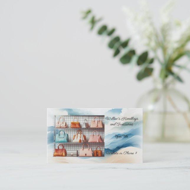 Color Designer Handbags Accessories Business Card (Standing Front)