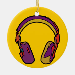 color dj headphone ceramic ornament
