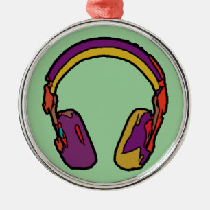 color dj headphone metal ornament