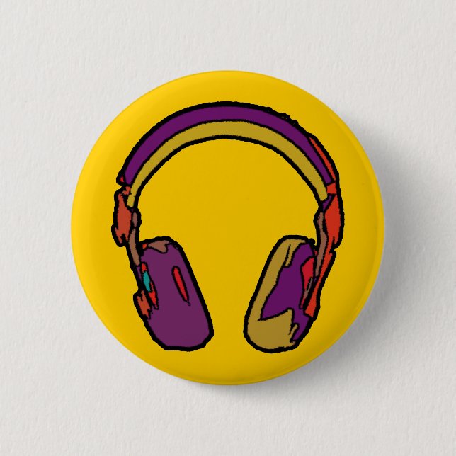 color dj headphone pinback button (Front)