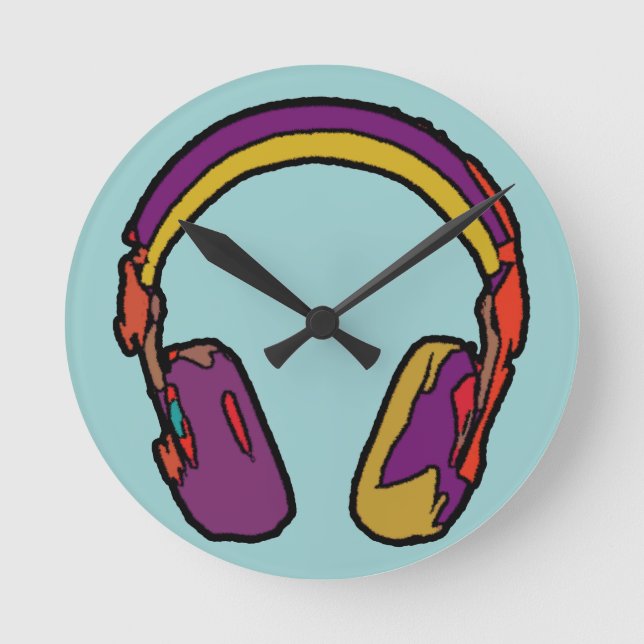 color dj headphone round clock (Front)