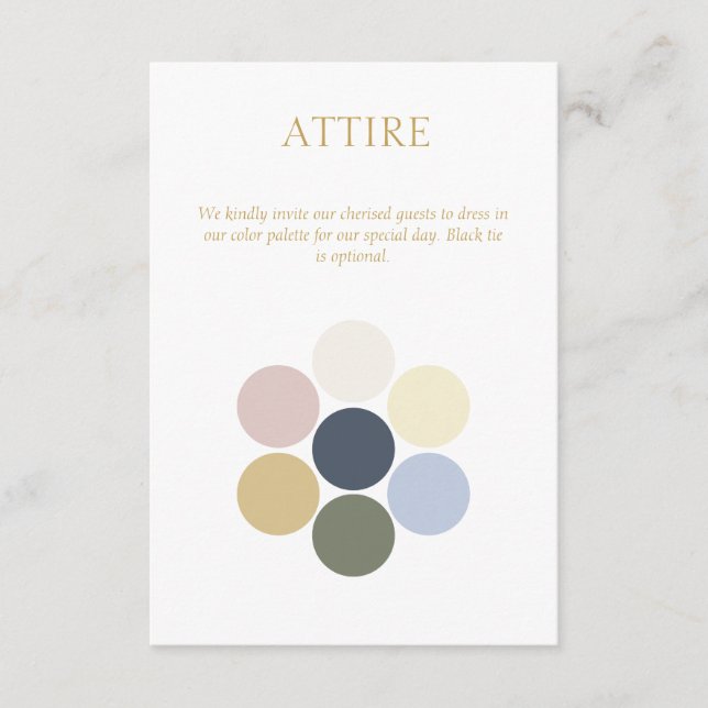 Color Dot Wedding Attire Dress Code Enclosure Card (Front)