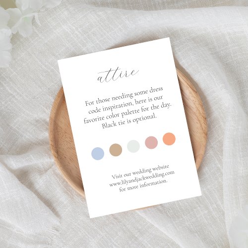 Color Dot Wedding Attire Dress Code Enclosure Card