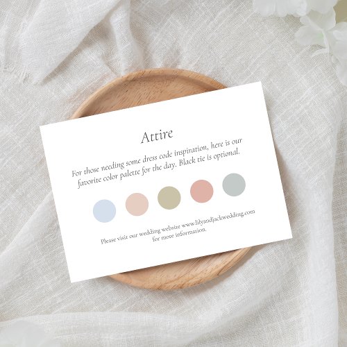 Color Dot Wedding Attire Dress Code Enclosure Card