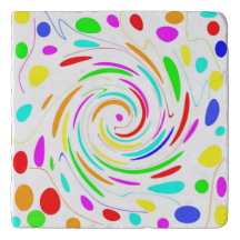 Color Dots and Lines Swirl Stone Trivet