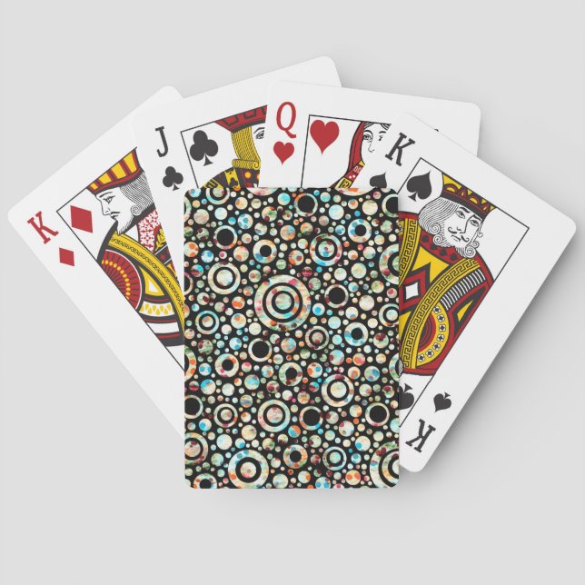 Color Dots & Circle Pattern + your text & backgr. Poker Cards (Back)