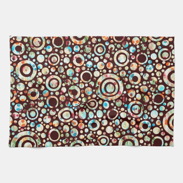 Color Dots & Circle Pattern + your text & backgr. Towel (Horizontal)