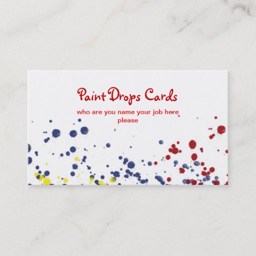 Customizable color drops business card