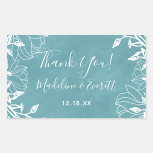 Color Editable Background Floral Wedding Thank You Rectangular Sticker