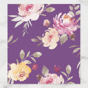 Color editable bold watercolor floral wedding envelope liner