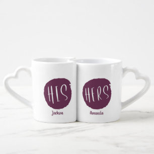 Color Editable Brush Stroke His and Hers & Names Coffee Mug Set