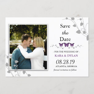 Color Editable Butterfly Save the Date Photo