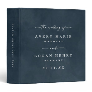 Color Editable Dark Navy Blue Wedding Photo Album 3 Ring Binder
