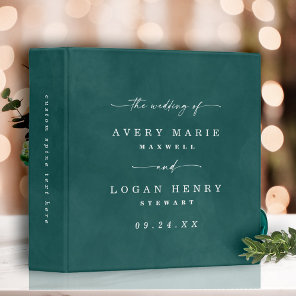 Color Editable Dark Teal Wedding Photo Album 3 Ring Binder