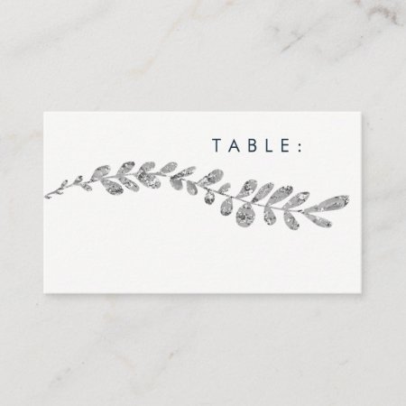 Color Editable Faux Silver Leaf Wedding Place Card