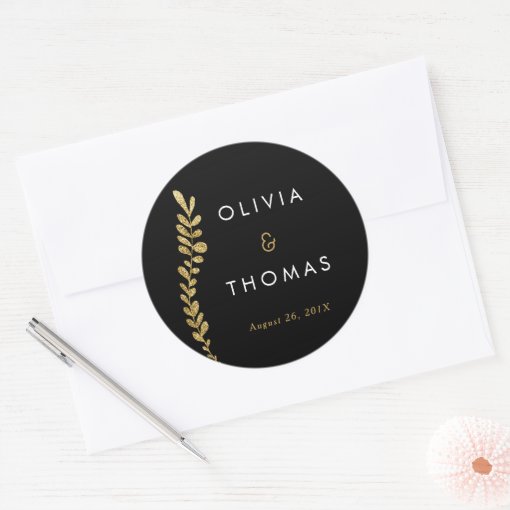 Color Editable Gold Leaf Sticker, Favor Sticker Zazzle