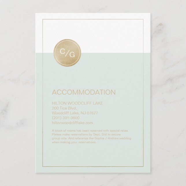 Color editable modern wedding accommodation card (Front)