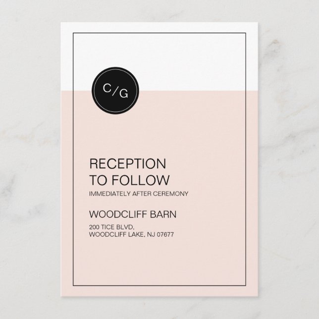 Color editable modern wedding reception card (Front)