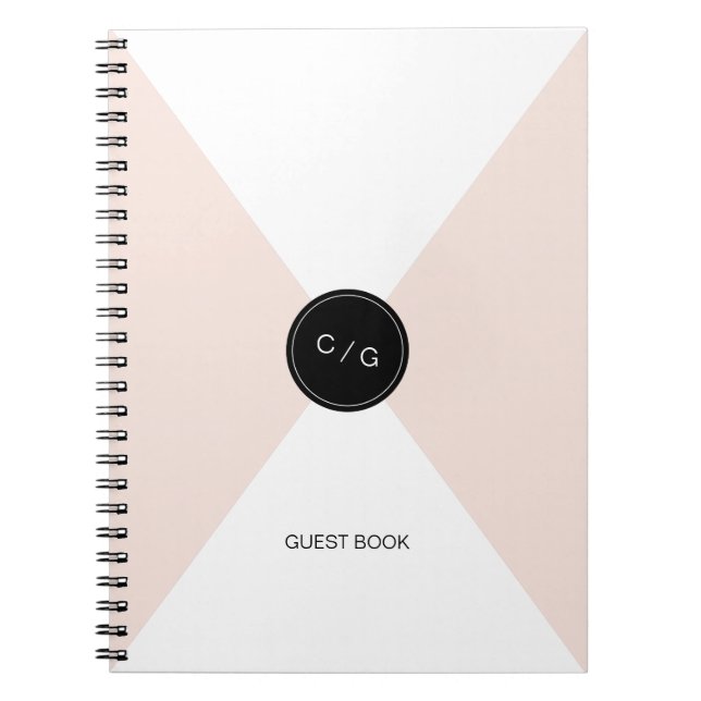 Color editable monogram modern wedding guest book (Front)