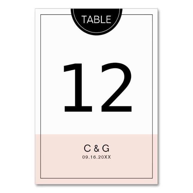 Color editable pink modern minimalist table number (Front)