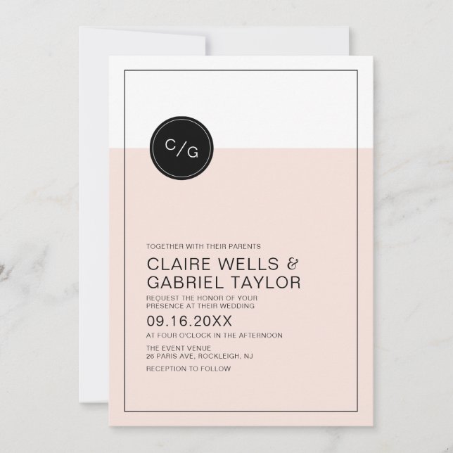 Color editable simple modern wedding invitation (Front)
