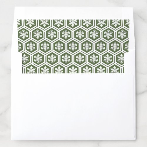 Color editable snowflakes olive green Christmas Envelope Liner