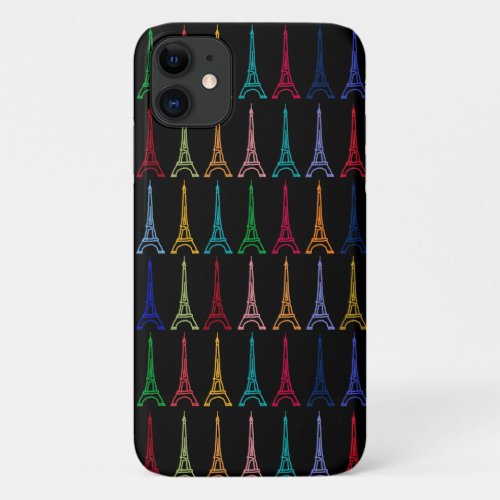 color eiffel towers pattern iPhone 11 case