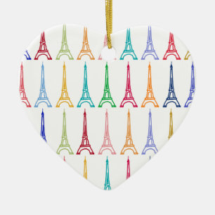 color eiffel towers pattern ceramic ornament