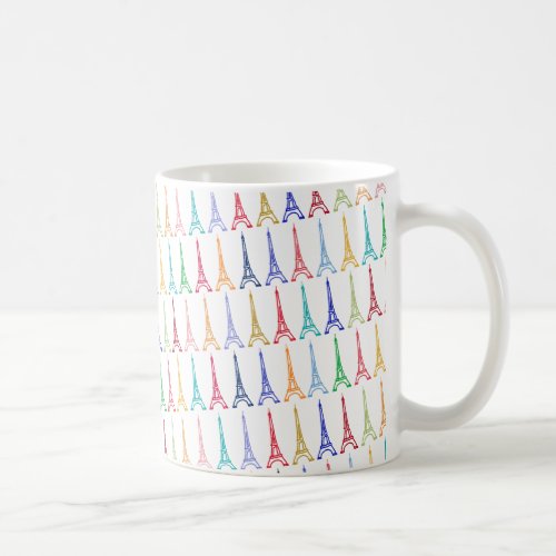 color eiffel towers pattern coffee mug