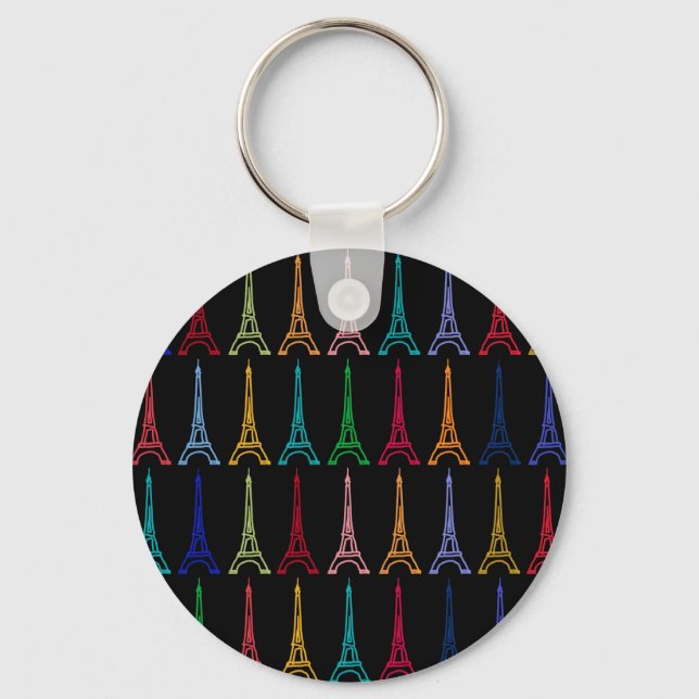 color eiffel towers pattern keychain (Front)