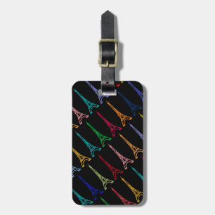 color eiffel towers pattern luggage tag
