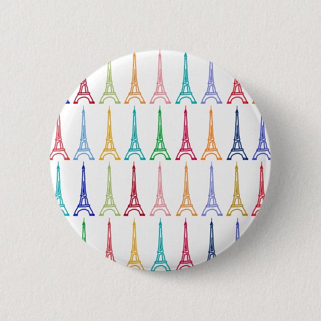 color eiffel towers pattern pinback button (Front)